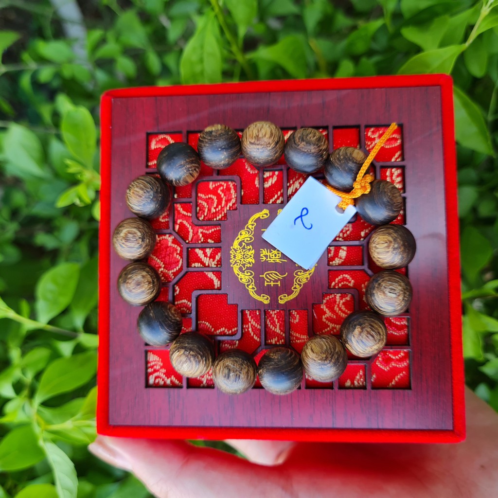 Vòng tay Trầm Hương sánh chìm cao cấp tự nhiên 100% - Mẫu 1 - 14 ly (Trầm Hương Búp Sen)