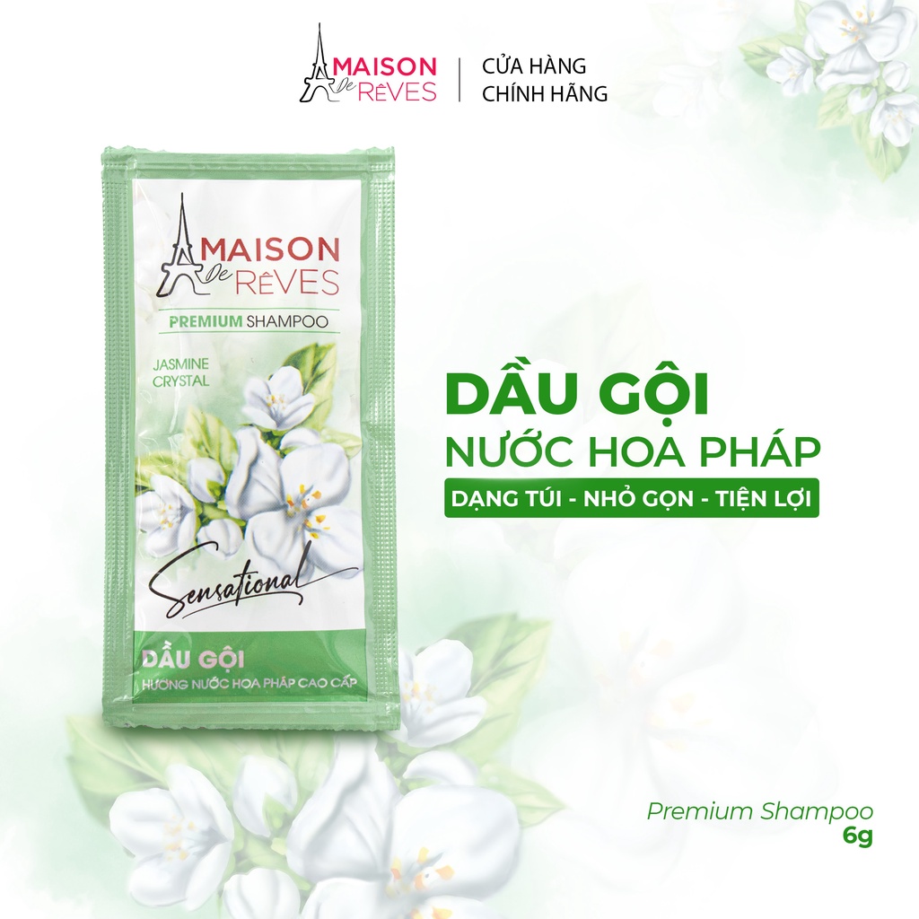 Gội hương nước hoa Pháp cao cấp Maison De Rêves hoa Lài pha lê, suôn mượt, ngừa gãy rụng 6g