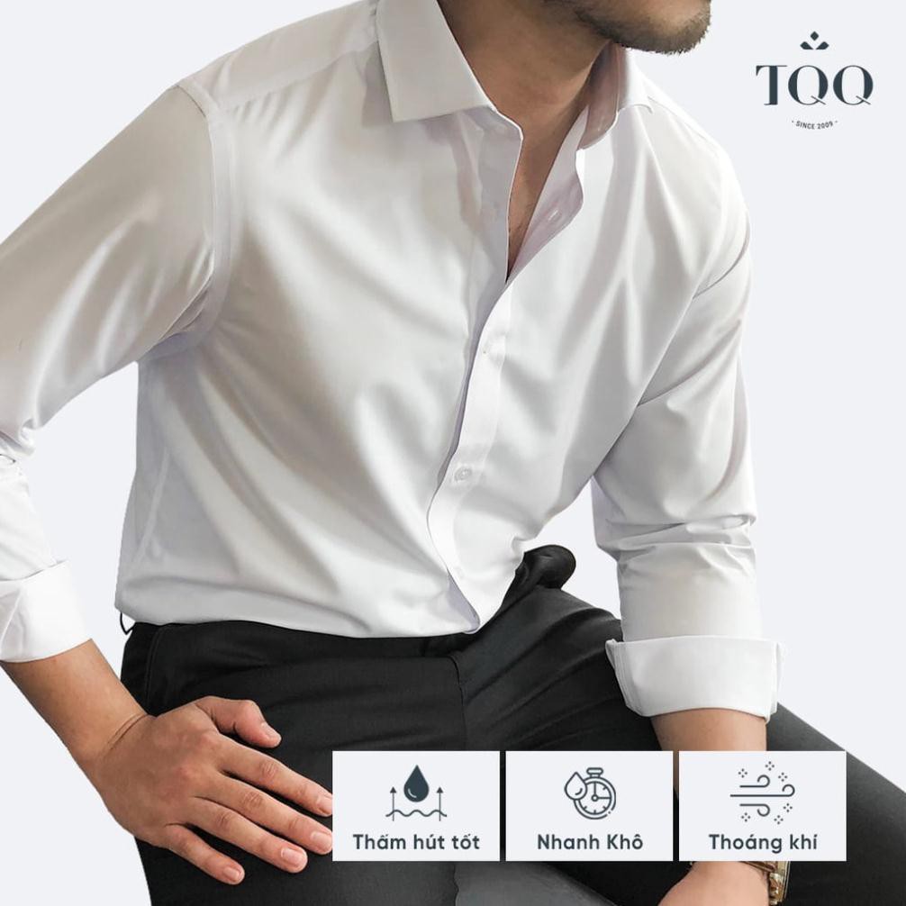 Áo sơ mi nam dài tay TQQ chất sồi màu trắng trơn M001CS | BigBuy360 - bigbuy360.vn