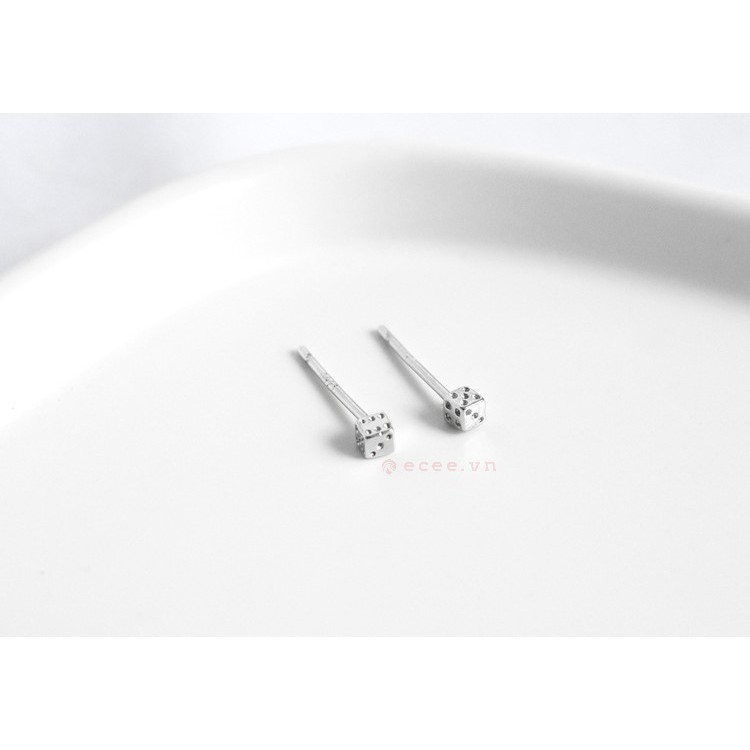 Khuyên tai hình xúc xắc may mắn phong cách Hàn Quốc | 925 Sterling Silver Jewelry