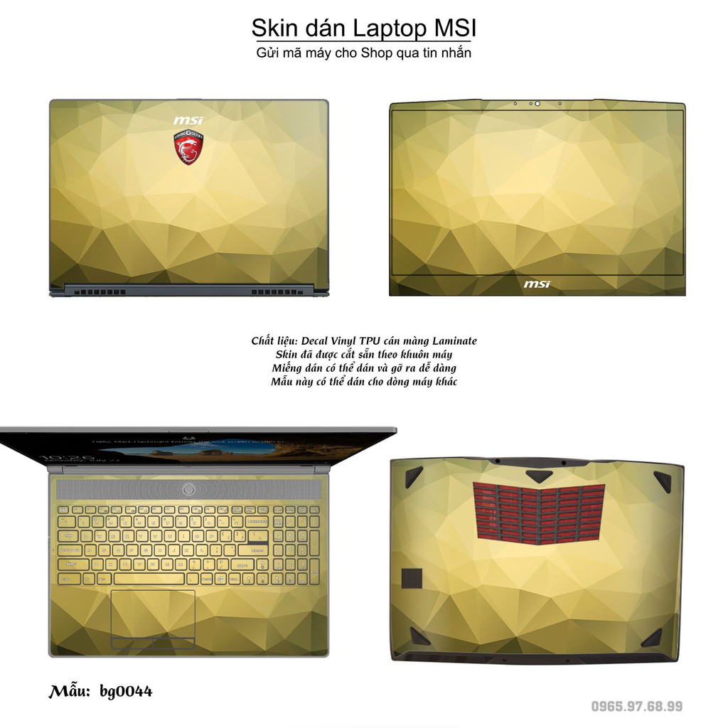 Skin dán Laptop MSI in hình Vân kim cương nhiều mẫu 2 (inbox mã máy cho Shop)