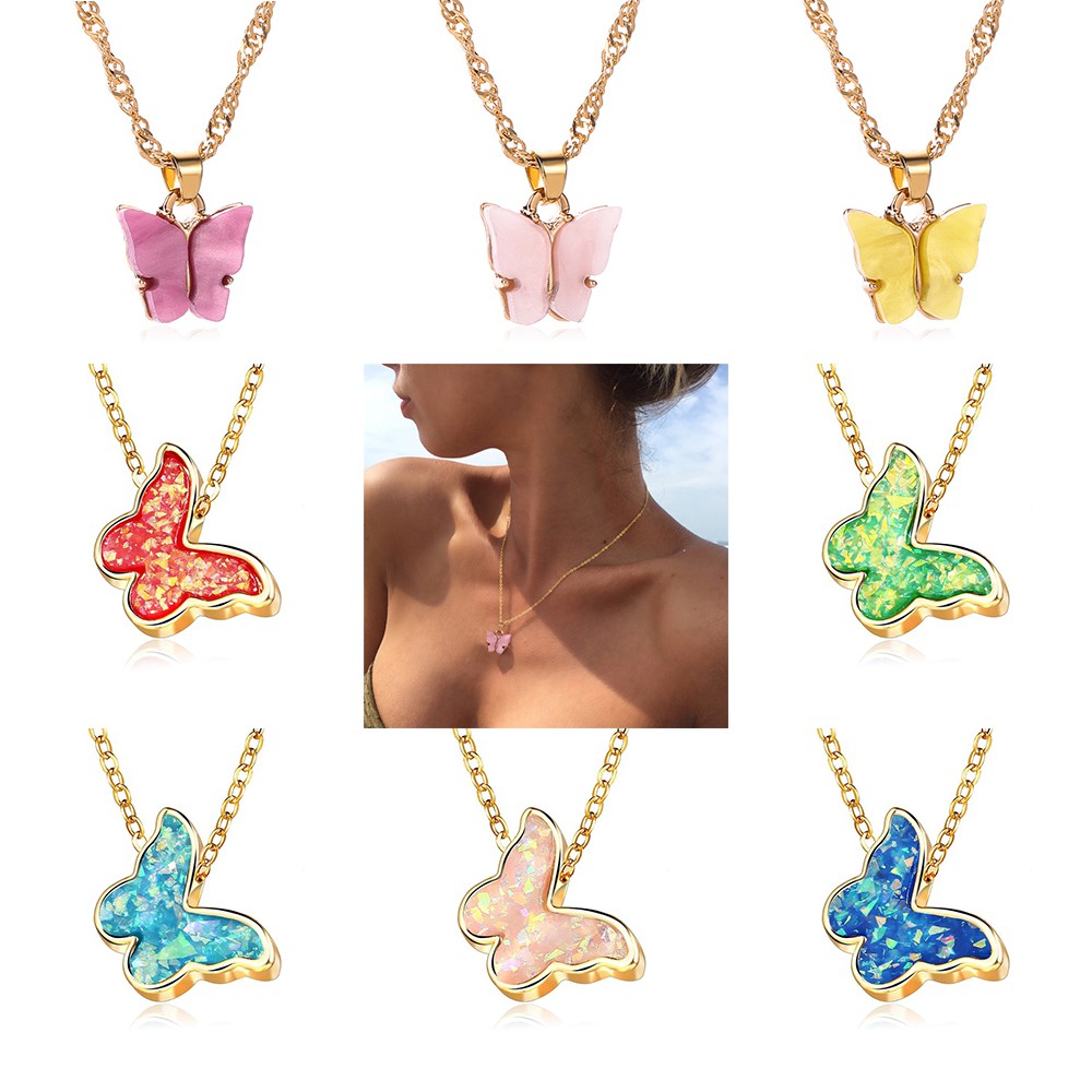 Dây Chuyền Mặt Bướm Đính Đá Pha Lê Lấp Lánh