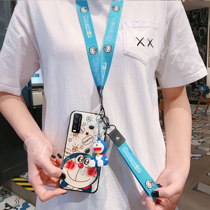 Ốp Điện Thoại tpu Mềm Có Dây Đeo Và Búp Bê doraemon Cho realme c21y c21 c25s c25 c11 2021 realmi realmec21y