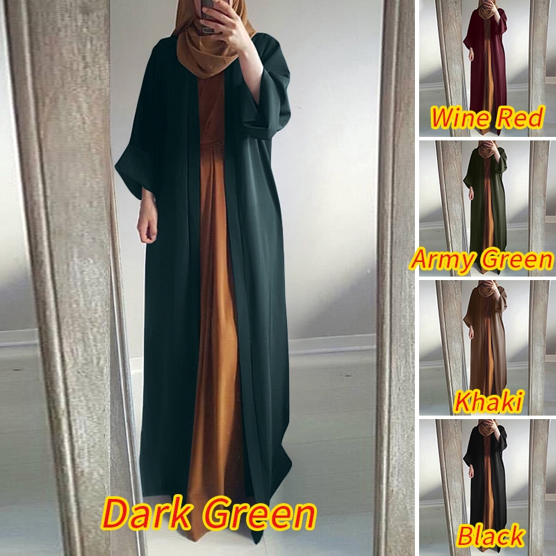 Áo Khoác Cardigan Tay Dài ZANZEA Phối Màu Trơn Cho Phụ Nữ Hồi Giáo