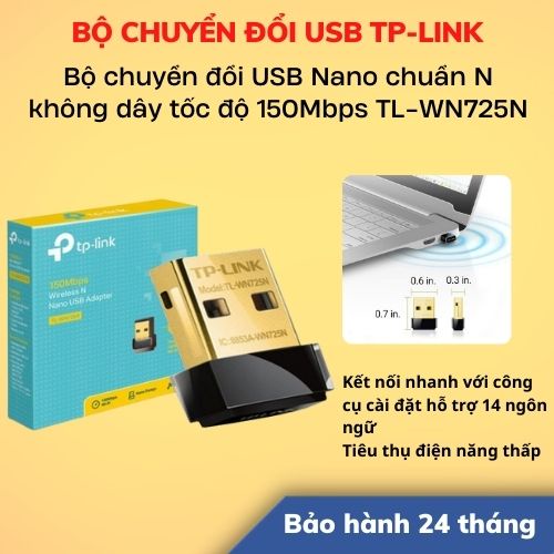 [Hỏa Tốc - HCM] Bộ Chuyển Đổi USB Nano Chuẩn N Không Dây Tốc Độ 150Mbps TL-WN725N | Chính Hãng TP-link | LSB Store