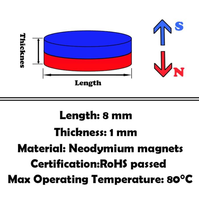 Nam Châm Hình Tròn 8x1mm Chất Lượng Cao