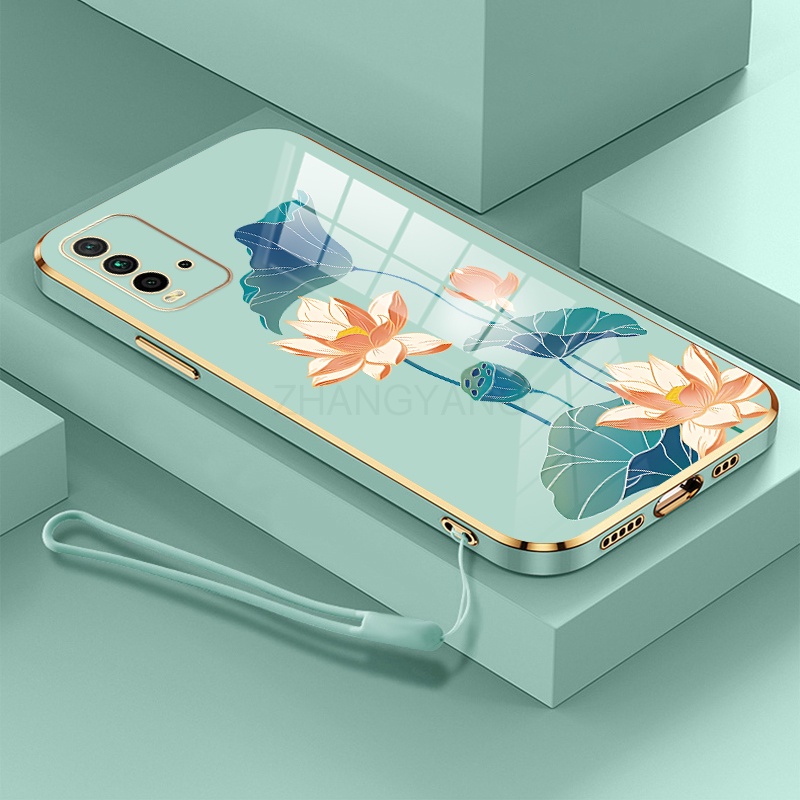ốp lưng Redmi 9t ốp điện thoại Redmi 9t Ốp Điện Thoại TPU Dẻo Mạ Màu Họa Tiết Hoa Sen Sang Trọng