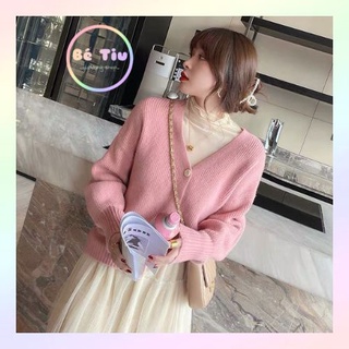 Áo Khoác Cardigan Len Tay Bồng Dài Có Khuy Chất Đẹp Long Lanh Che Đực Khuyết Điểm Cho Nữ | Bé Tiu Clothing