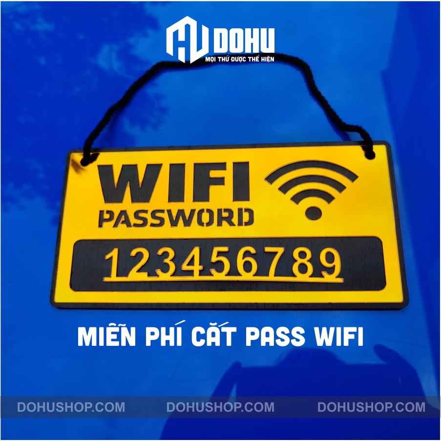 [SIÊU RẺ] Bảng Free Wifi, Ghi Mật Khẩu Wifi Làm Bằng Gương Vàng Và Gỗ Sang Trọng, Đẳng Cấp - Có Băng Keo Dán -DH139