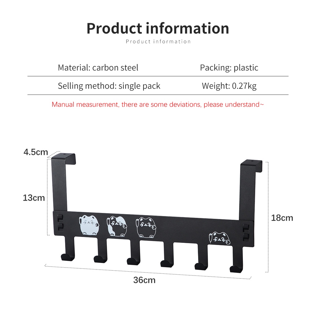 Móc treo đồ JUJIAJIA gắn tường bằng thép carbon hình mèo dễ thương