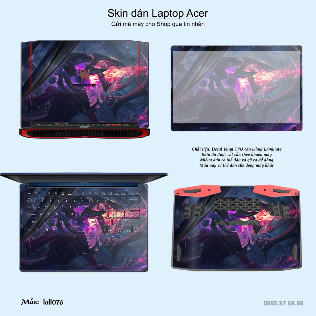 Skin dán Laptop Acer in hình Liên Minh Huyền Thoại nhiều mẫu 10 (inbox mã máy cho Shop)