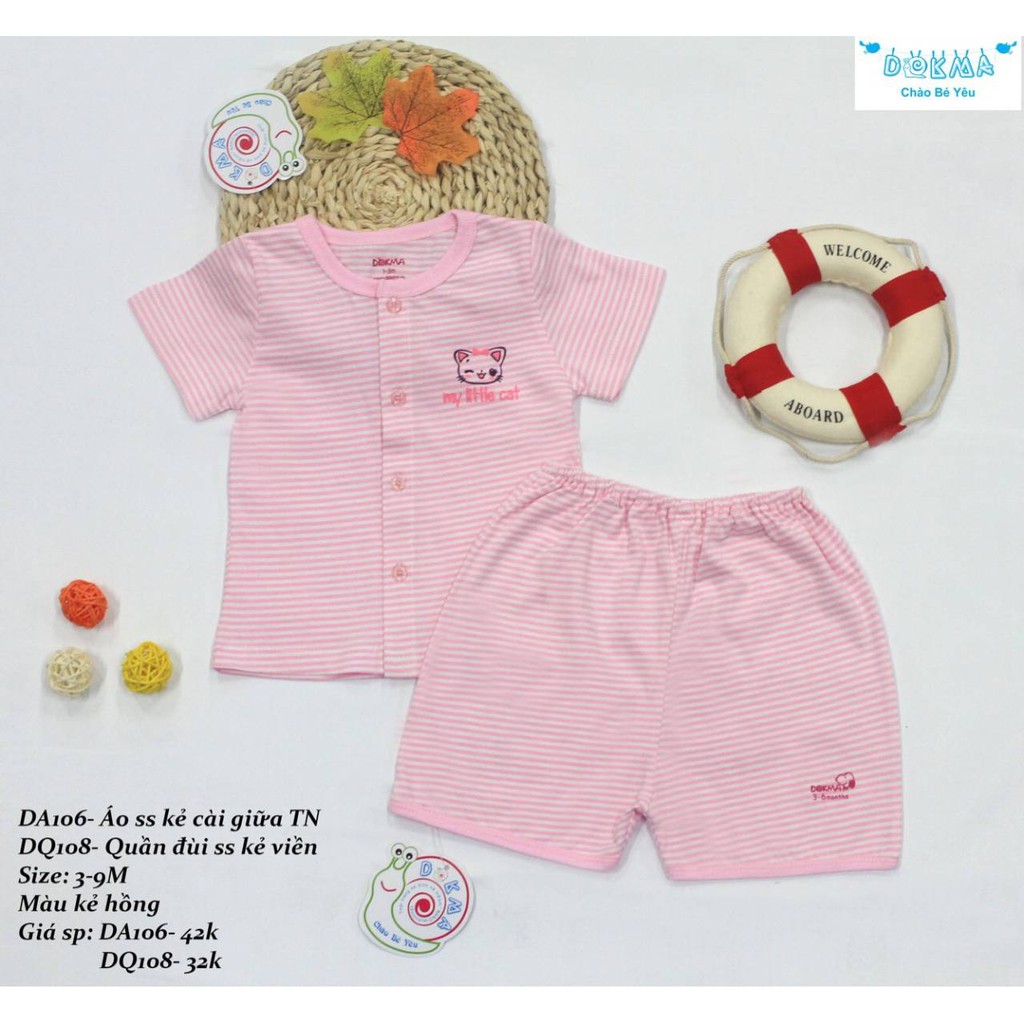 Bộ cộc tay cotton Dokma chất cực đẹp và thấm mồ hôi có size từ 3 tháng đến 9 tháng giá 80k/bộ