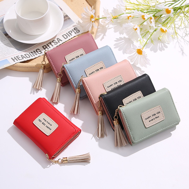 Ví Ngắn Nữ Cầm Tay Mini Gấp 3 HAPPY FOR YOU EVERY DAY V211 Kiểu Dáng Trẻ Trung