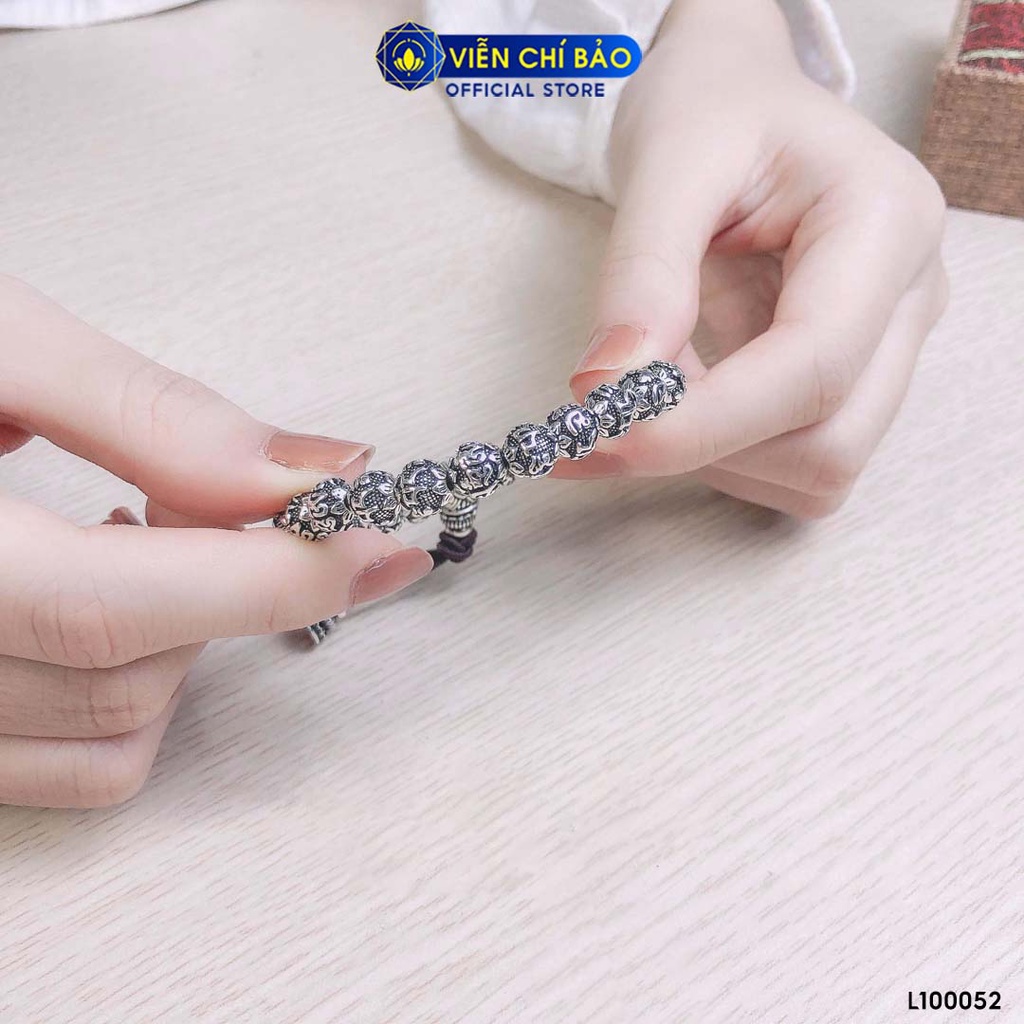 Vòng tay bạc nữ Om Mani Padme Hum Liên Tử tâm bạc Thái 925 thời trang phụ kiện trang sức nữ Viễn Chí Bảo L100052
