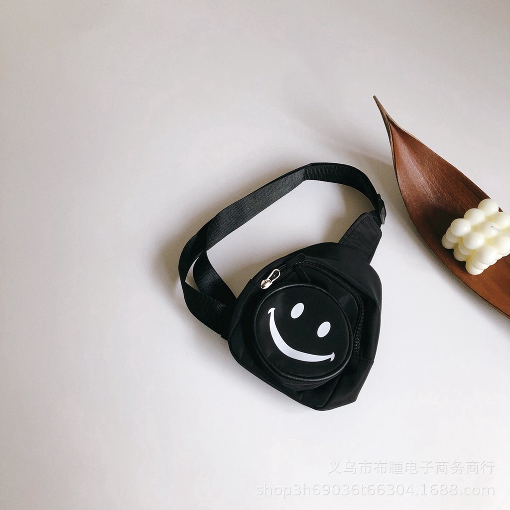Túi đeo chéo 2 ngăn mặt cười cho bé trai bé gái dễ thương B67-21048
