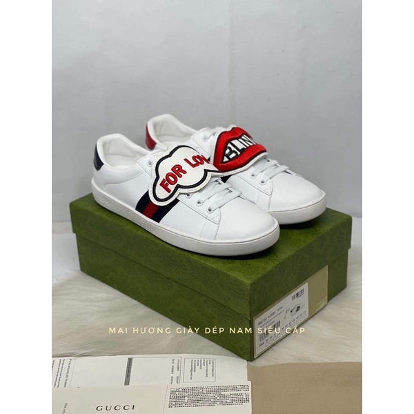 Giày gucci môi for Love , giày lười slipon gucci trắng siêu cấp kèm hộp