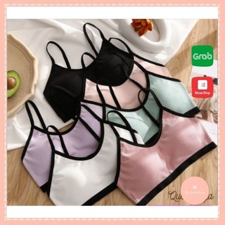 Áo bra cá tính, brallte cài sau, áo ngực lót màu sắc nhẹ nhàng viền đen nổi bật AB037, Queennga