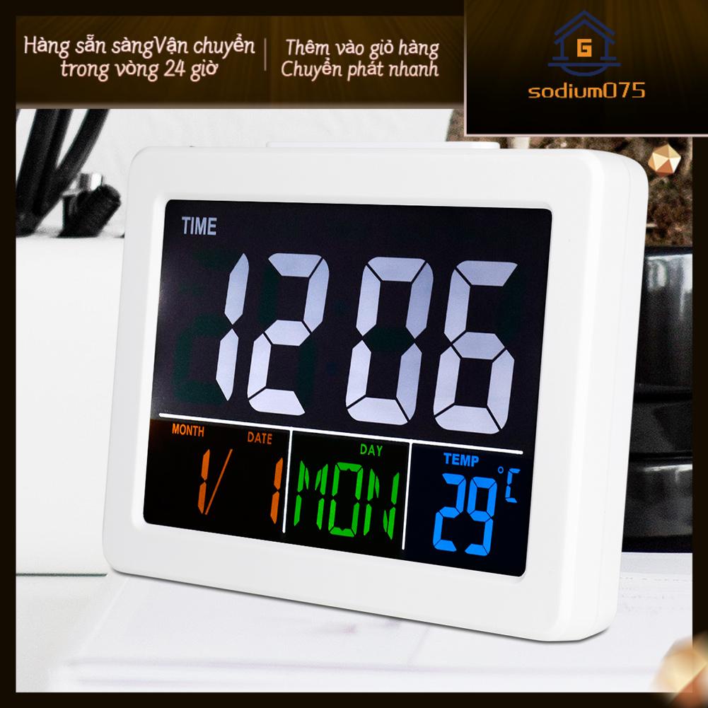 Sodium075 Đồng hồ báo thức kỹ thuật số LCD Hiển thị nhiệt độ thời gian trên màn hình lớn dành cho sinh viên