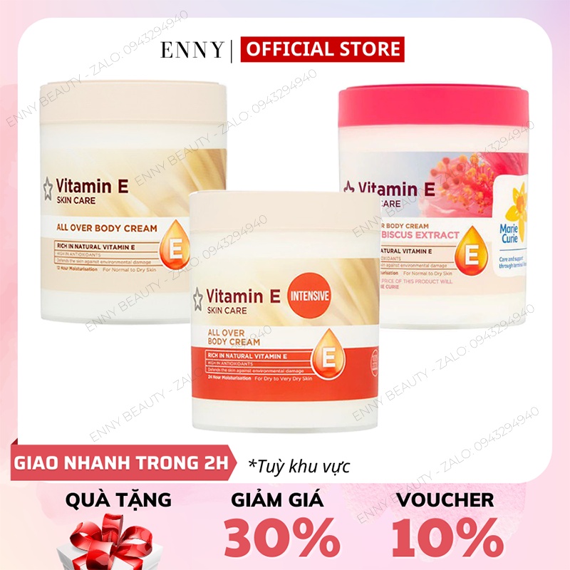 Kem Body Dưỡng Ẩm Dưỡng Trắng Da Superdrug Vitamin E Body Cream 475 ML (Bill Anh)