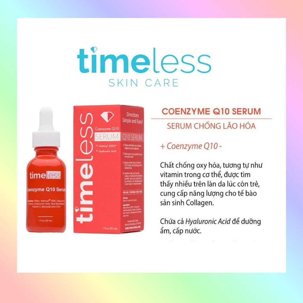 [Mã FMCGMALL - 8% đơn 250K] Serum Chống Lão Hóa, Tăng Độ Đàn Hồi Da Timeless Coenzyme Q10 30ml