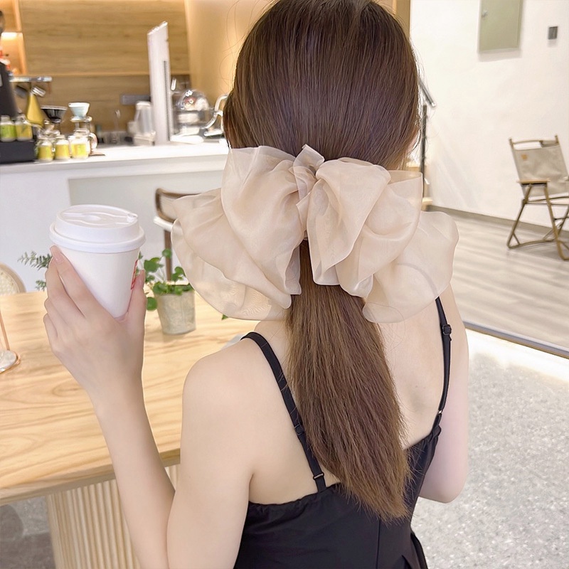 Kẹp Tóc Hình Nơ Bằng Vải Chiffon Nhiều Lớp Xinh Xắn Thời Trang Mùa Xuân