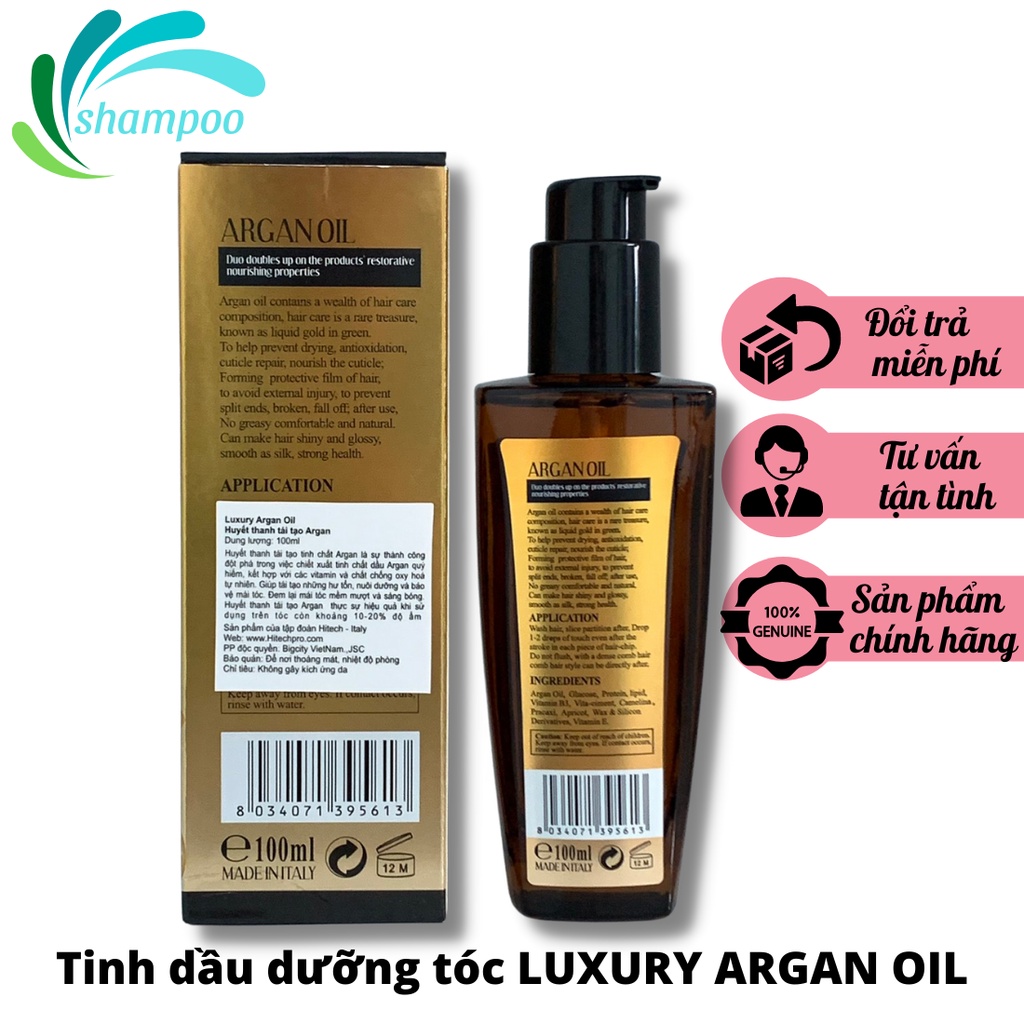 Tinh dầu dưỡng tóc LUXURY ARGAN OIL 100ml khắc phục hư tổn bóng mượt tóc phục hồi tóc