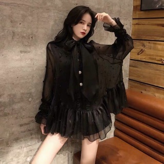 Váy Voan Nhũ kim tuyến Style Hàn cực chất