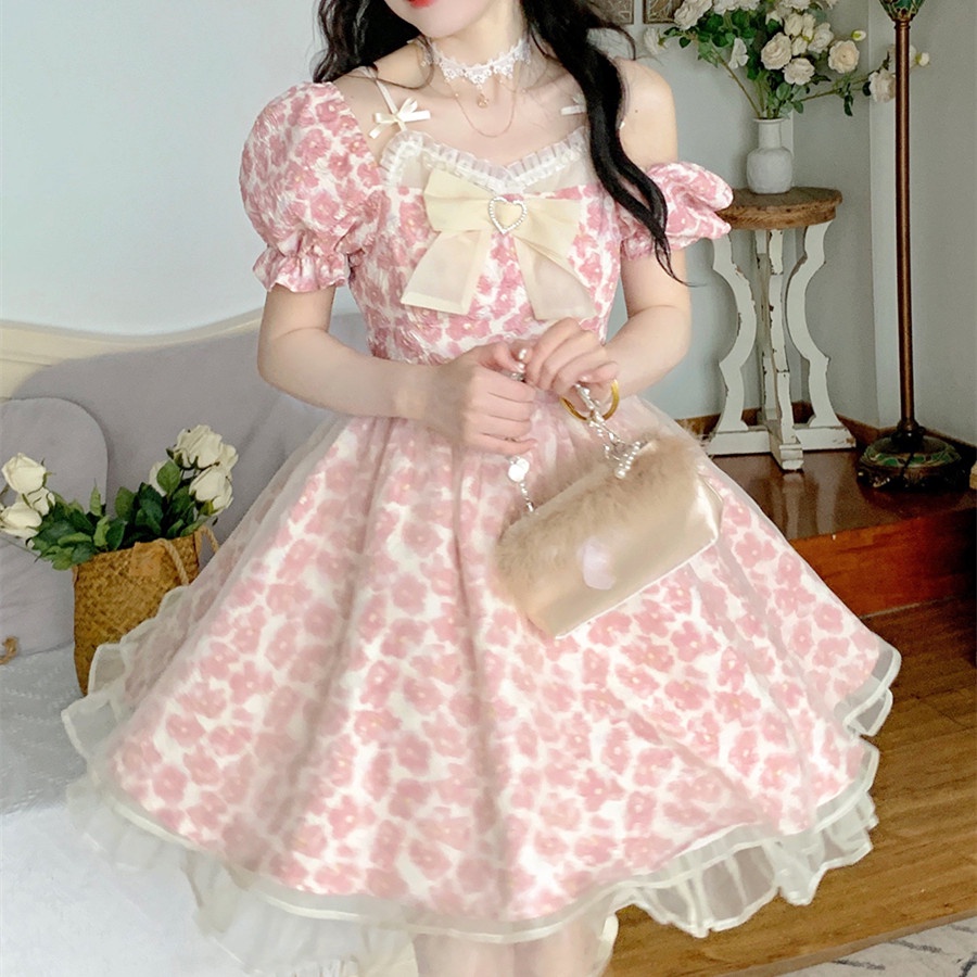 Đầm Lưới Hoa Mini Phối Nơ Thời Trang Mùa Hè Dành Cho Nữ