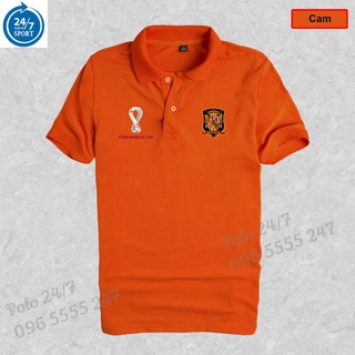 Áo thun POLO màu cam in logo