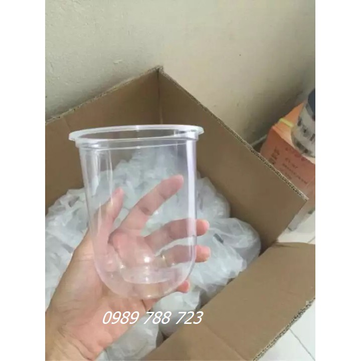 50 cốc nhựa chữ U 500ml Có Nắp Cầu - cốc đáy tròn,cốc bầu, cốc Q, cốc chữ U đựng trà sữa 500ml có nắp cầu đựng trà chanh