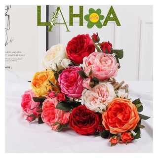 Hoa hồng Kasha giả trang trí phòng khách đẹp sang trọng Lá Hoa Decor H41