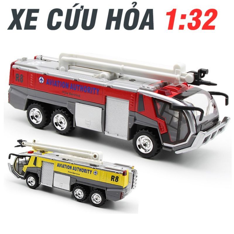 Mô hình xe cứu hoả sân bay bằng kim loại tỉ lệ 1:32