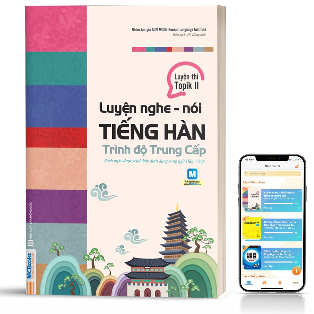 [Mã LIFE2410K giảm 10K đơn 20K] Sách - Luyện Nghe - Nói Tiếng Hàn Trung Cấp _ Đại Học Sunmoon Hàn Quốc Luyện Thi Topik