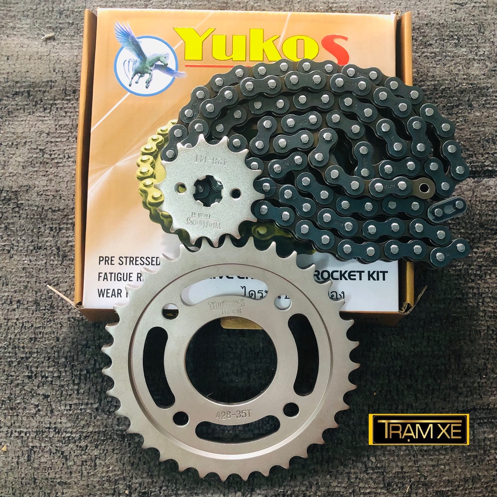 ♕☼Bộ Nhông Sên Dĩa 14 - 35 cho xe Suzuki Axelo 125cc hàng Yukos Thái tăng tốc độ bền cao gắn như zin