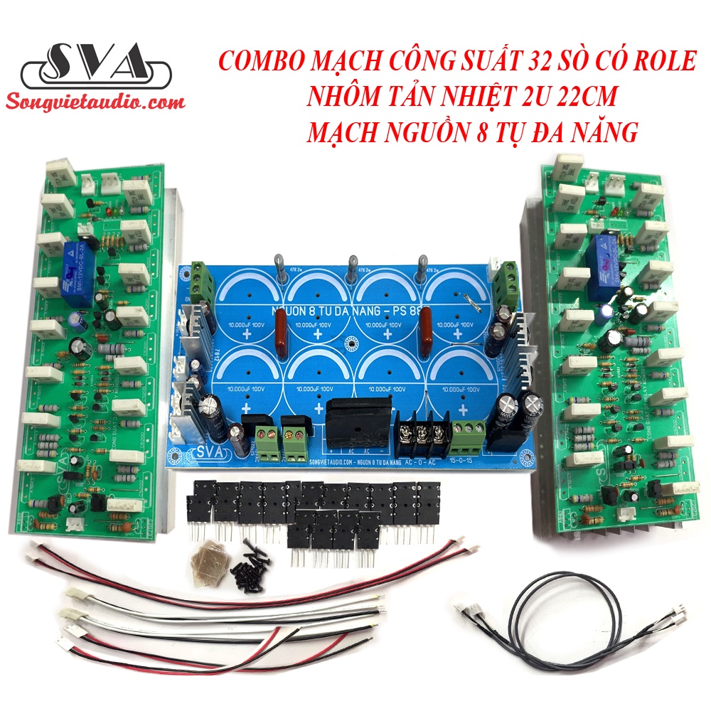 COMBO CÔNG SUẤT 32 SÒ CÓ ROLE + MẠCH NGUỒN 8 TỤ ĐA NĂNG + NHÔM TẢN NHIỆT 2U