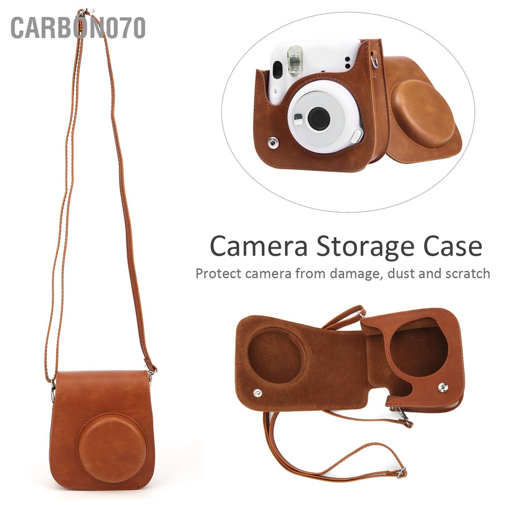 Hàng HOT Túi đựng máy ảnh da PU Sling Shell Vintage cho Máy Fujifilm Instax Mini 11/9/8【Carbon070】