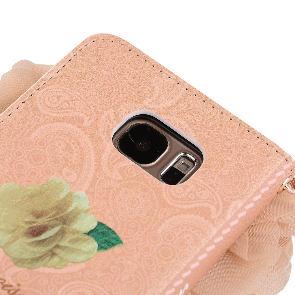 Bao điện thoại SAMSUNG note4 note5 note8 dạng ví hoa hồng cầm tay thời trang cho nữ
