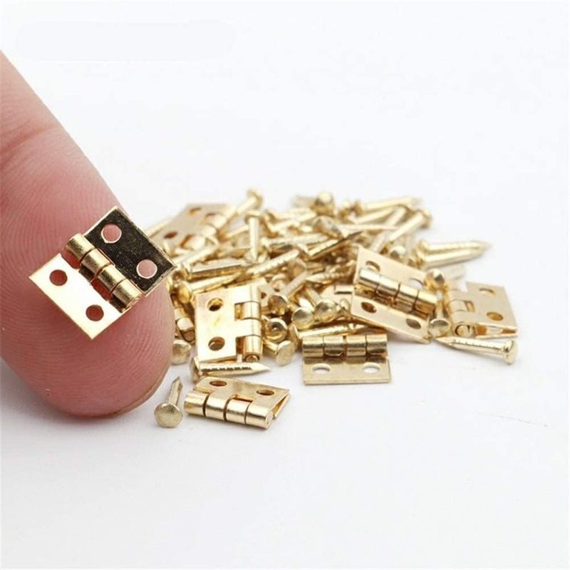 Set 10 Bản Lề Mini Bằng Đồng Nguyên Chất Kèm Đinh Tán Cho Hộp Gỗ / Hộp Đựng Trang Sức Diy