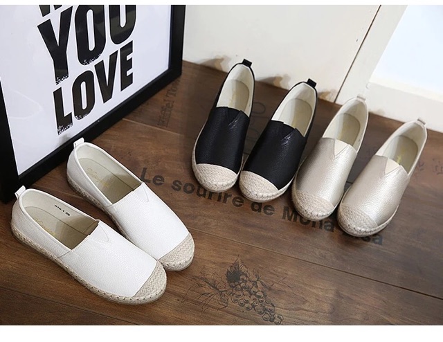 Giày slip on trơn phối đế cói BIG SIZE (40-43) | BigBuy360 - bigbuy360.vn