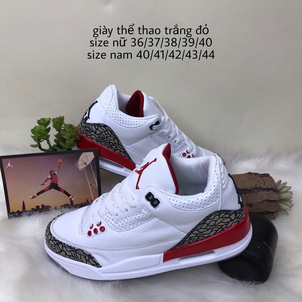 Giày JD 3 trắng đỏ