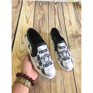 Giầy lười vải nam may đế đen trắng logo vs đế đen loại xịn( Chất Store )