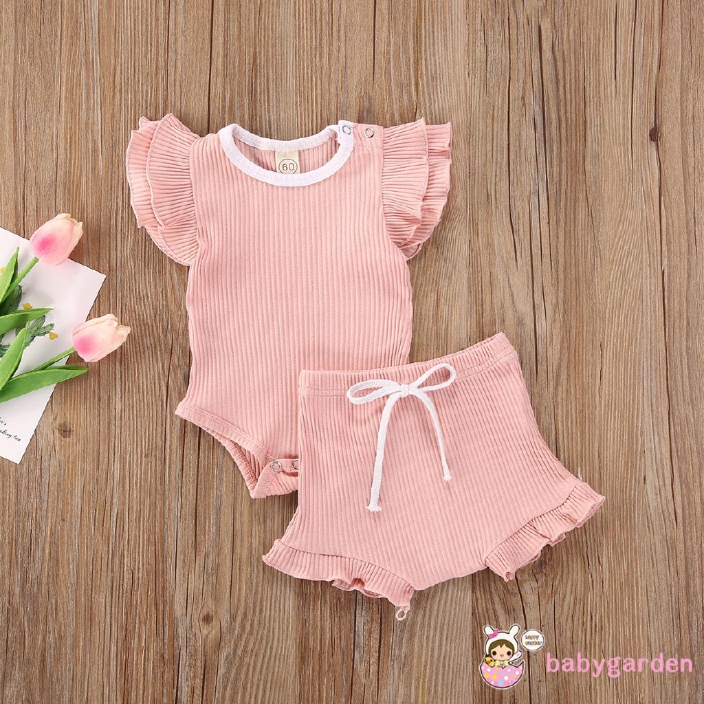 Áo Liền Quần + Quần Short Cho Bé Gái Từ 0-18 Tháng Tuổi