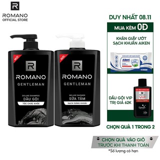 [Romano] Combo Dầu Gội Và Sữa Tắm Cao Cấp Romano Gentleman 650G/Chai