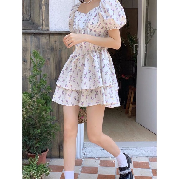 VÁY HOA NHÍ TÍM XOÈ BỒNG 2 tầng