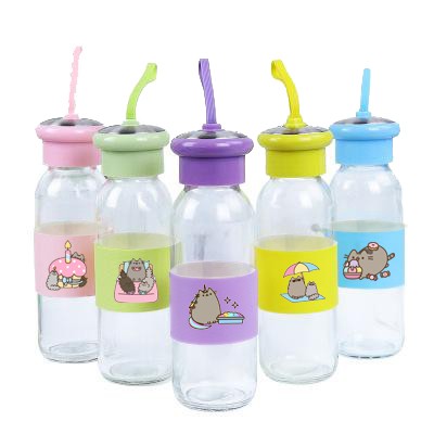 Bình nước pusheen da pu BNPI7 chai nước dễ thương 420ml