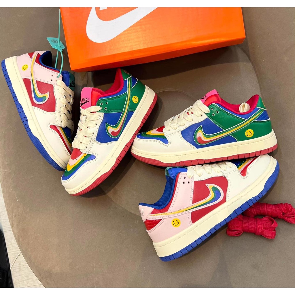 Giày Sneaker Thể Thao Nam Nữ  AF1 Phối Màu Xanh Đỏ