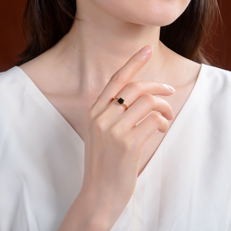 Nhẫn thép Titan Nữ thời trang Mạ vàng 18K Ngôi sao / Hình vuông / Trái tim