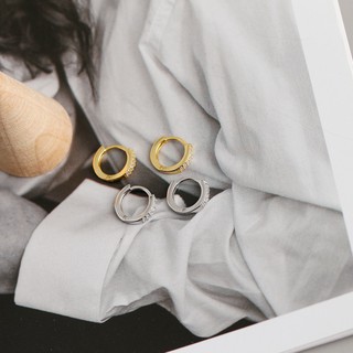 Khuyên bạc tròn nạm đá - 2 vòng đá