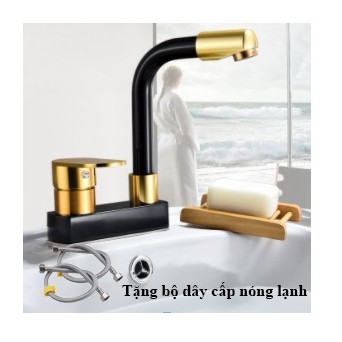 Vòi lavabo nóng lạnh RICHTREE - FL2 socket đập 2 lõi đồng 6 lớp mạ chống bong tróc + Tặng dây cấp nóng lạnh