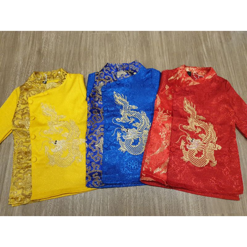 Áo dài cách tân gấm cao cấp cho bé trai sz 10-28kg